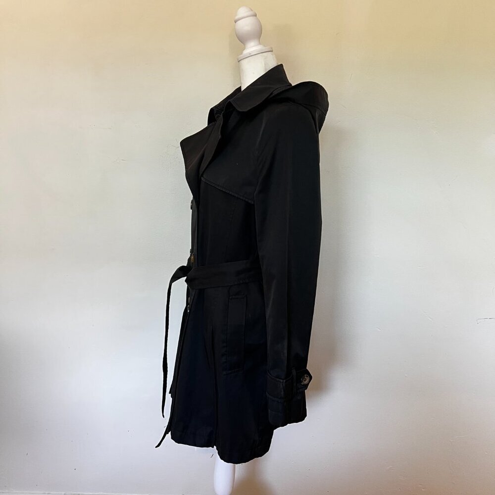 DKNY Black Trench Rain Jacket Double Breasted Lined Belted Classic L Outdoor - Picture 6 of 15